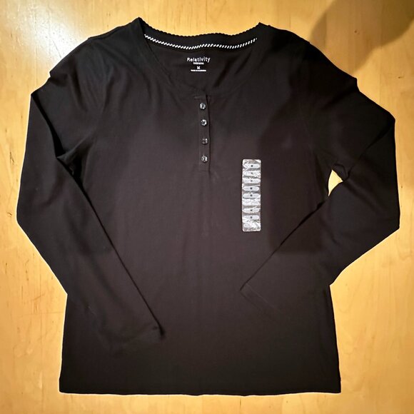 Relativity 2-Piece Black & Gray Pajama Set Women’s Medium - Picture 3 of 11